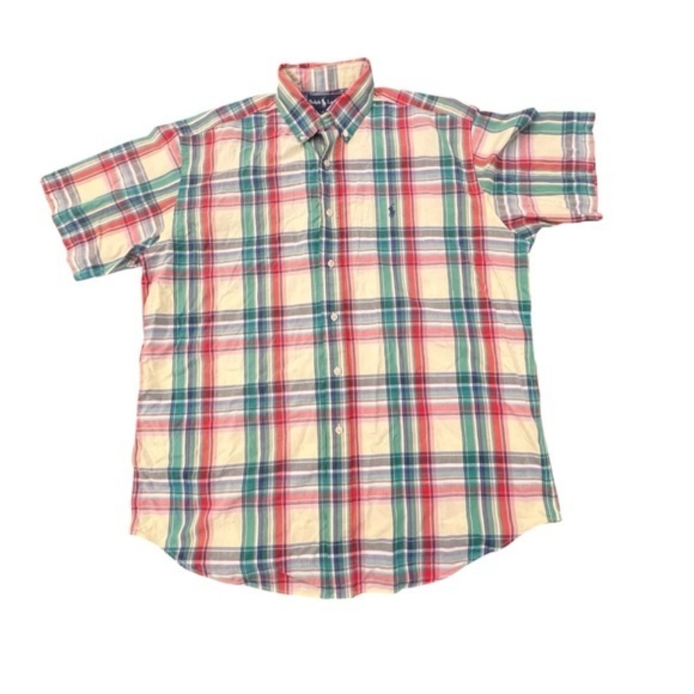 Polo Ralph Lauren Shirt Mens Multi Plaid Colorful Short Sleeve Blake‎ Size Large